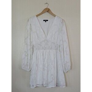 Lulu's Tomorrow And Always White Burnout Dress Medium Babydoll Romantic Lined